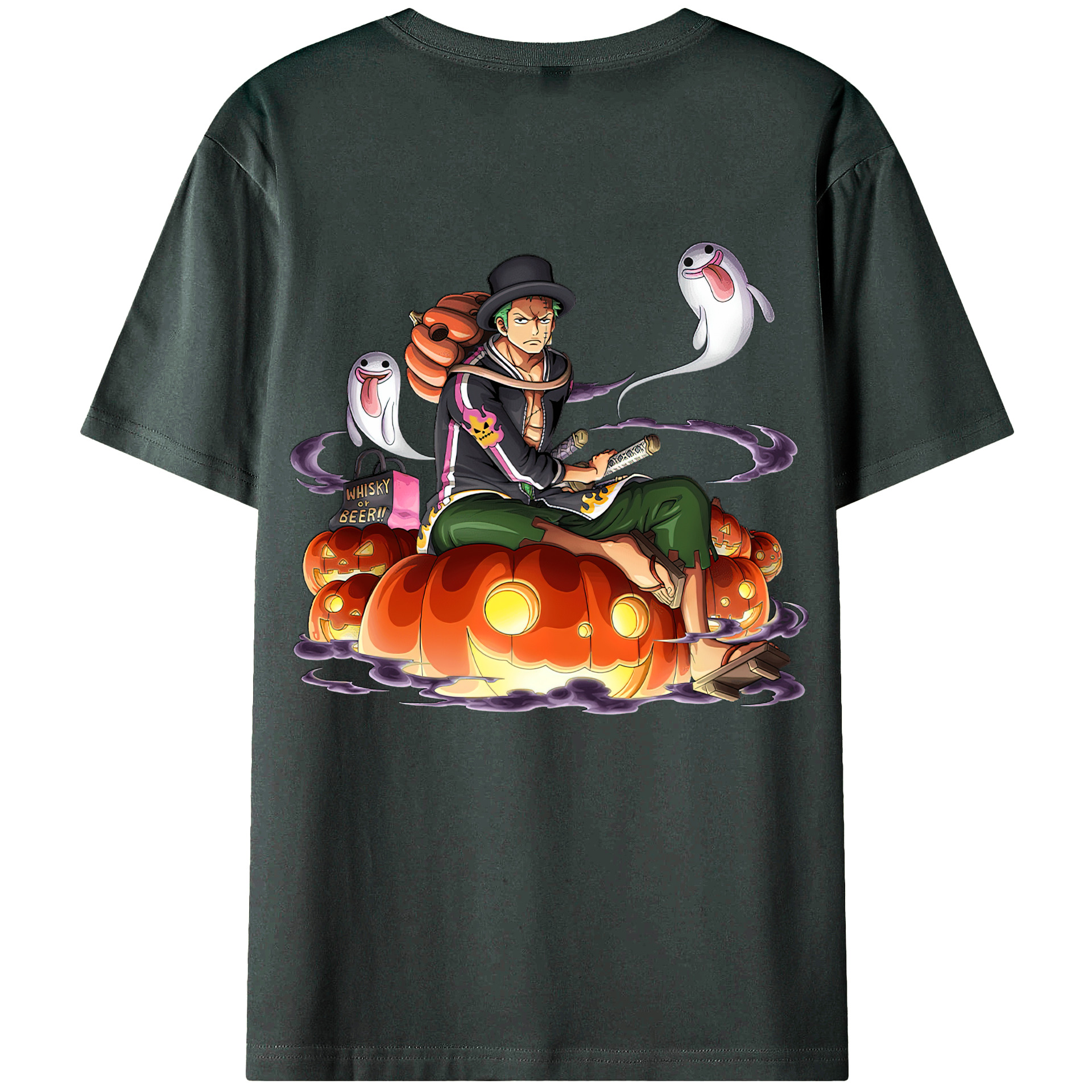 ワンピース ロロノア・ゾロ ONE PIECE Roronoa Zoro 綿100％ メンズ半袖Tシャツ（バックプリント） 通気性